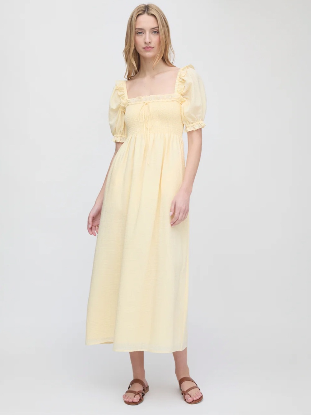 The Scarlett Nap Dress - Butter Yellow Seersucker